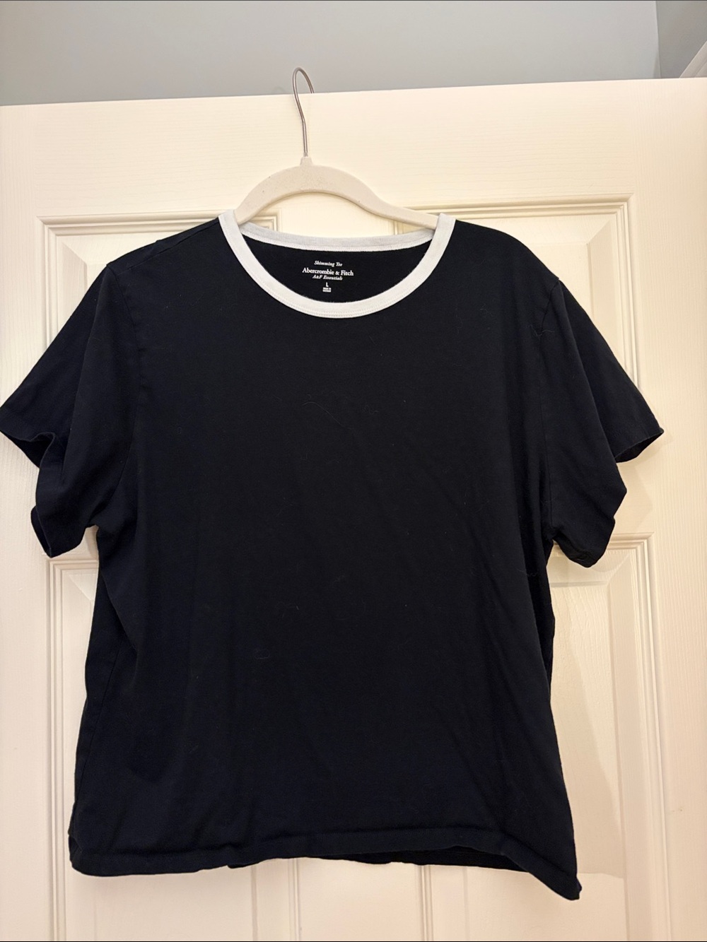 Abercrombie & Fitch Black Tee with White Crew Neck